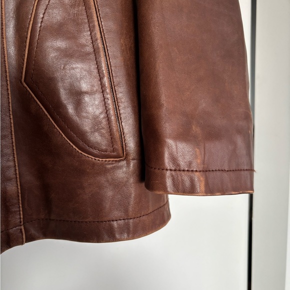 Classic Brown Leather Coat in size small - Picture 4 of 9